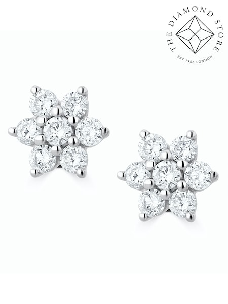 The Diamond Store 9K White Gold 0.50ct Lab Diamond Flower Cluster Earrings (F26978) | €445