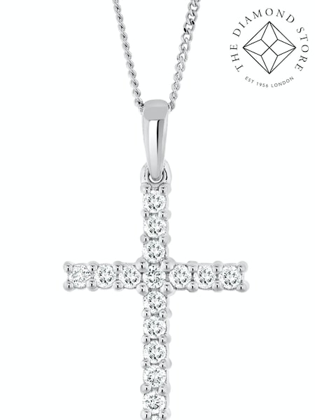 The Diamond Store 9K White Gold 0.25ct H/Si Lab Diamond Cross Pendant Necklace (F26982) | €402