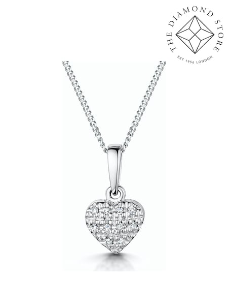 The Diamond Store 9K White Gold Stellato 0.04ct Diamond Heart Pendant Necklace (F26990) | €250