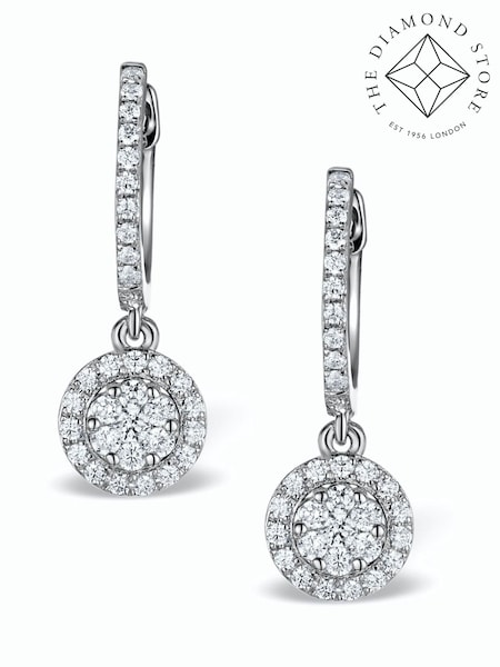 The Diamond Store White Gold Halo Lab Diamond Drop Earrings - Florence - 0.46ct - in 9K White Gold (F26991) | €701
