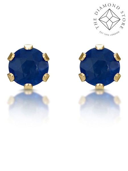 The Diamond Store 9K Yellow Gold Sapphire Studded 3 x 3mm Earrings (F26992) | €178
