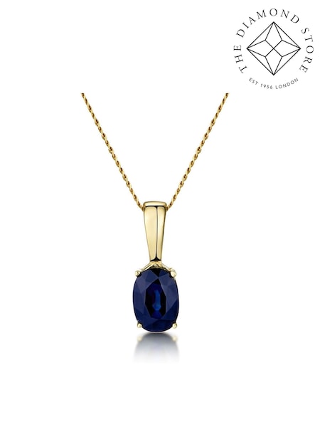 The Diamond Store 9K Gold Sapphire 7 x 5 mm Pendant Necklace (F26996) | €242