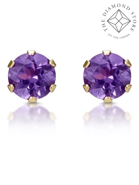 The Diamond Store 9K Yellow Gold Amethyst Studded 3 x 3mm Earrings (F26997) | €185