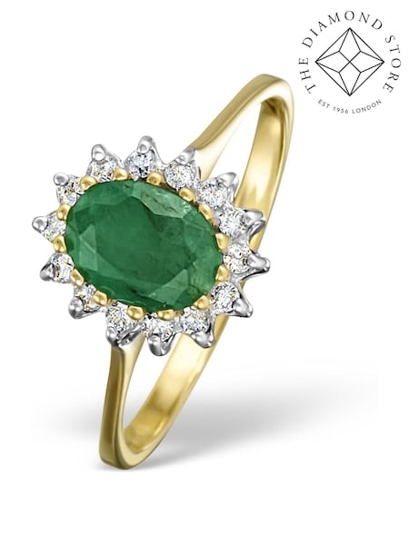 The Diamond Store 9K Yellow Gold 0.83ct Emerald And Diamond Gold Ring (F27053) | €658