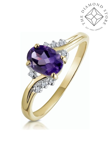 The Diamond Store Yellow Gold 0.68ct Amethyst and Diamond Ring (F27055) | €330