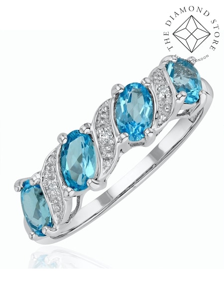 The Diamond Store 9K White Gold 0.98ct Topaz and Diamond Ring (F27060) | €364