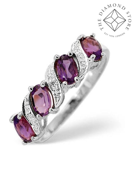 The Diamond Store 9K White Gold 0.74ct Purple Amethyst And Diamond Ring (F27072) | €356