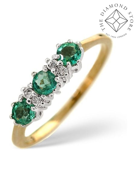 The Diamond Store 9K Yellow Gold 0.45ct Emerald And Diamond Ring (F27075) | €415