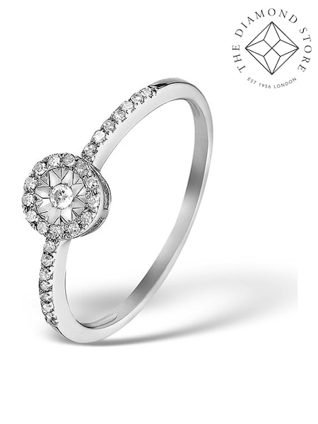 The Diamond Store 9K White Gold Halo Ring With 0.11ct Of Set Diamonds (F27080) | €407