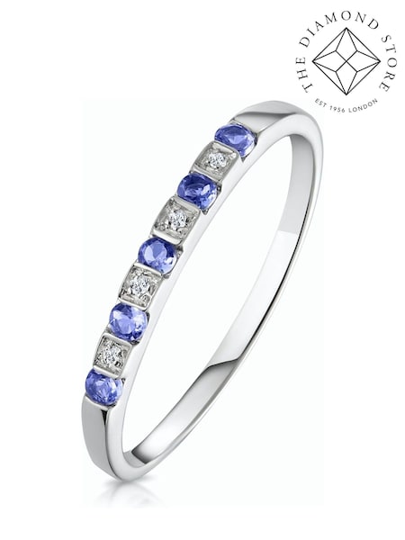 The Diamond Store 9K White Gold 0.18ct Tanzanite and Diamond Ring (F27086) | €279