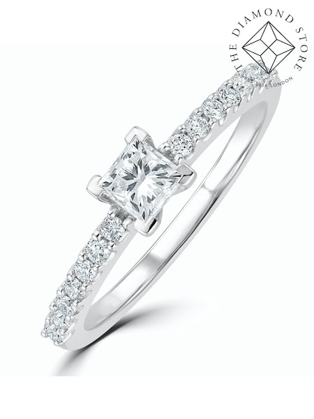 The Diamond Store 9K White Gold Ella Halo 0.55ct Lab Diamond Engagement Ring (F27088) | €573