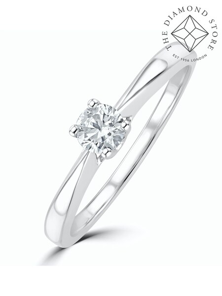 The Diamond Store 925 Silver White Tapered Design 0.25ct H/Si Lab Diamond Engagement Ring (F27089) | €242