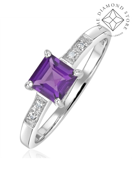 The Diamond Store 9K White Gold 0.63ct Amethyst and Diamond Ring (F27090) | €330