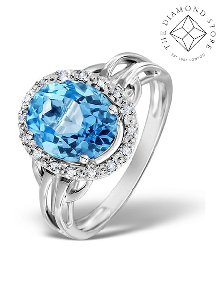 The Diamond Store 9K White Gold Topaz 3.42ct And Diamond Ring (F27094) | €530