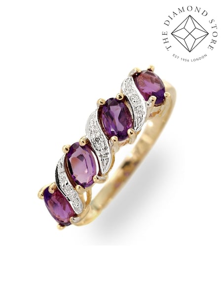 The Diamond Store 9K Gold 0.74ct Amethyst And Diamond Ring (F27095) | €318