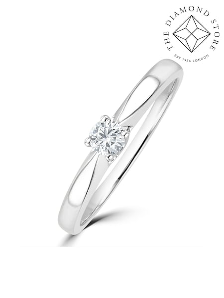 The Diamond Store 9K White Gold Tapered Design 0.15ct H/Si Lab Diamond Engagement Ring (F27097) | €376