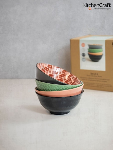 Kitchencraft Set of 4 Patterned Modern Ceramic Cereal Bowls (F27128) | ‏169 د.إ.‏