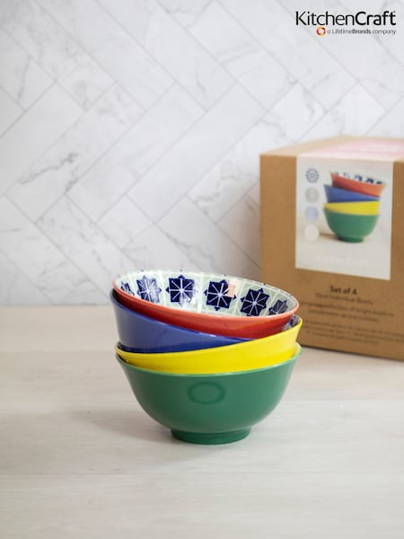 Kitchencraft Set Of 4 Coloured Patterned Ceramic Cereal Bowls (F27129) | € 38