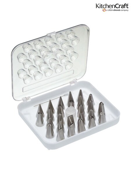 Kitchencraft Silver Stainless Steel Piping Nozzle Set with Case (F27137) | €38