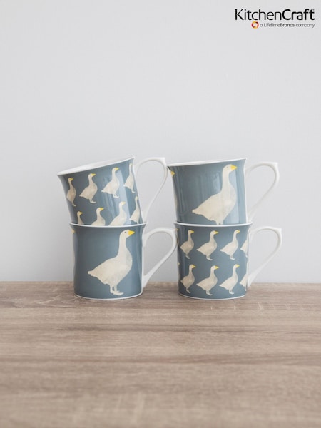 Kitchencraft Set of 4 Goose Patterned Bone China Mugs (F27138) | 216 LEI