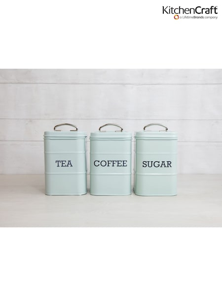Kitchencraft Blue Metal Coffee Sugar and Tea Canisters (F27149) | €47