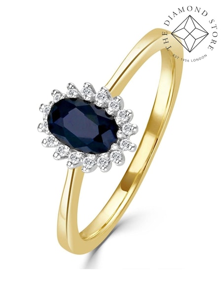 The Diamond Store 9K Gold Sapphire 6 x 4mm And Diamond Ring (F27163) | €428