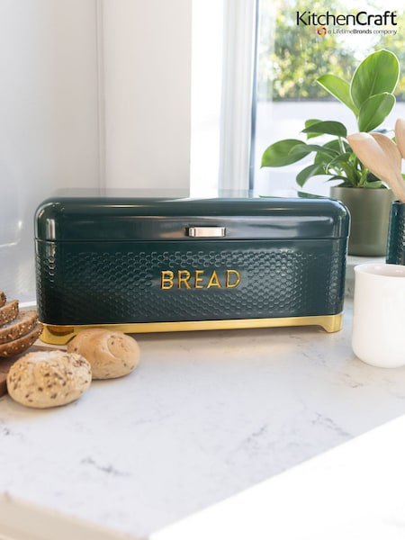 Kitchencraft Green Textured Bread Bin Modern Design (F27171) | €86