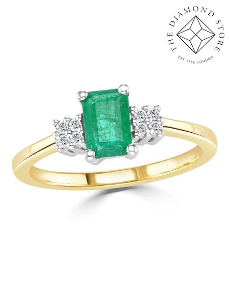The Diamond Store 9K Gold Emerald 0.65ct And Diamond Ring (F27177) | €637