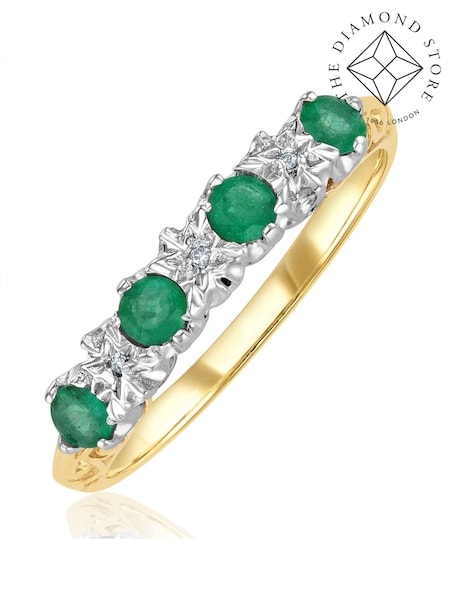 The Diamond Store 9K Gold Emerald 0.28ct And Diamond Ring (F27182) | €376
