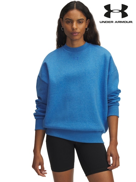 Albastru - Under Armour Oversized Rival Fleece Guler rotund Hanorac (F27254) | 372 LEI