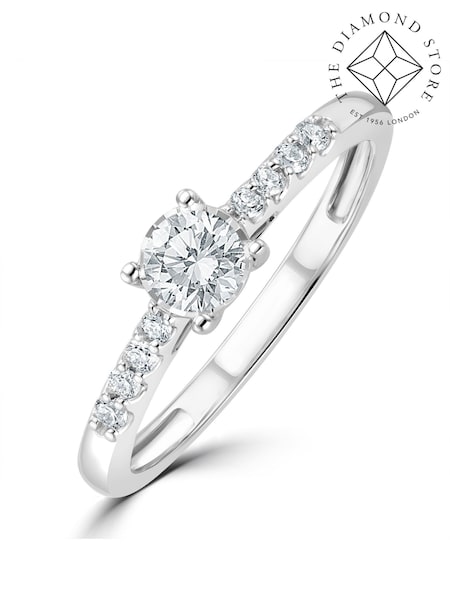 The Diamond Store 9K White Gold White Lab Diamond  0.25ct H/Si Side Stone Engagement Ring (F27262) | €433