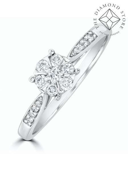 The Diamond Store 925 Silver 0.25ct H/Si Lab Diamond Engagement Ring With Shoulders (F27263) | €228