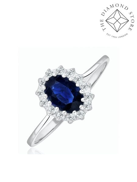 The Diamond Store 9K White Gold 0.95ct Sapphire And Diamond Ring (F27264) | €573