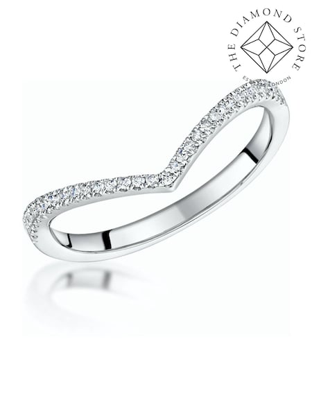 The Diamond Store 9K White Gold Stellato Collection 0.12ct Diamond Wishbone Ring (F27266) | €433
