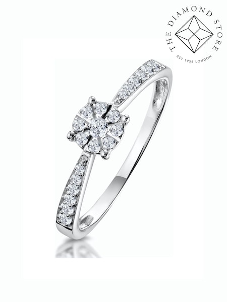 The Diamond Store 9K White Gold 0.20ct Masami Engagement Pave Set Ring (F27268) | €607
