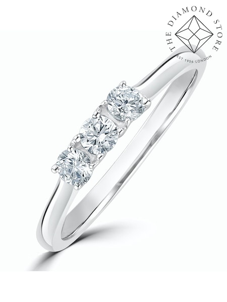 The Diamond Store 9K White Gold 0.25ct H/Si Lab Diamond 3 Stone Trilogy Ring (F27279) | €467