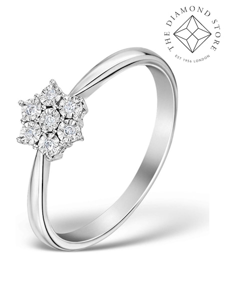 The Diamond Store 9K White Gold 0.04ct Diamond Cluster Ring (F27280) | €381