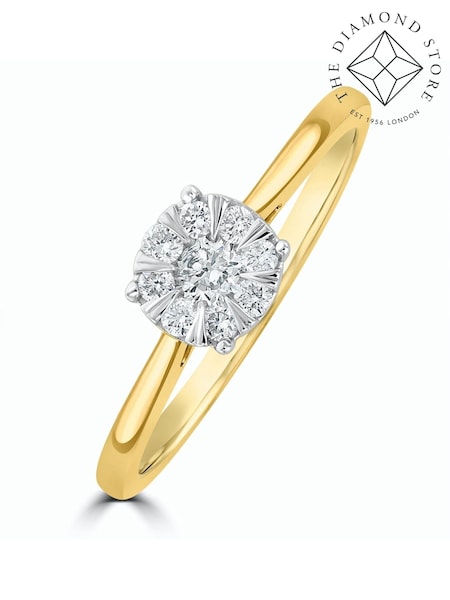 The Diamond Store 9K Yellow Gold 0.25ct H/Si Lab White Diamond Cluster Solitaire Ring (F27281) | €445