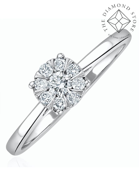 The Diamond Store 925 Silver 0.25ct H/Si Lab White Diamond Cluster Solitaire Ring (F27282) | €228