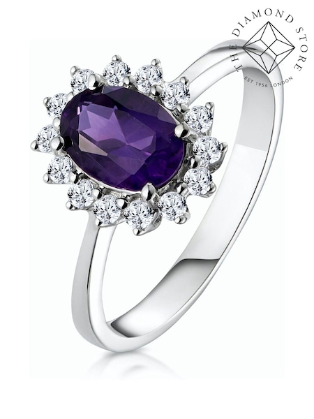 The Diamond Store 9K White Gold Amethyst 0.70ct And Diamond Ring (F27286) | €556