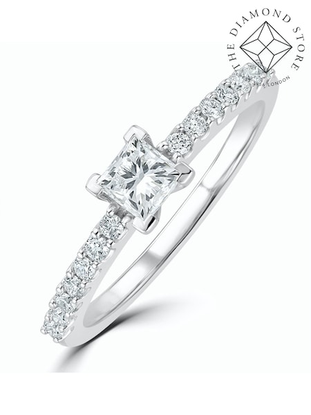 The Diamond Store 9K White Gold 0.50ct H/Si Princess Cut Lab Diamond Engagement Ring (F27289) | €573