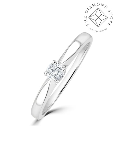 The Diamond Store 925 Silver Tapered Design Lab Diamond 0.15ct H/Si Engagement Ring (F27291) | €164