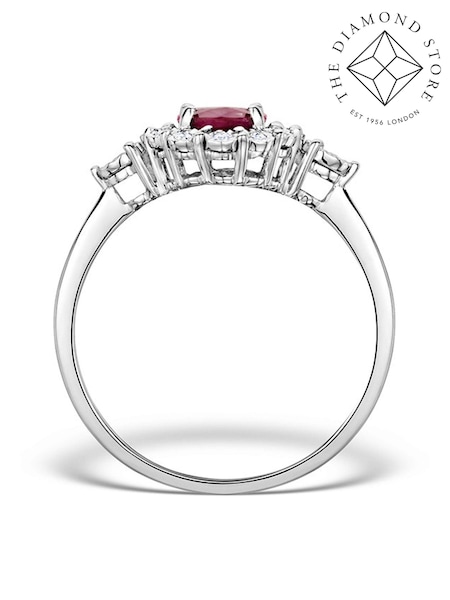 The Diamond Store Red Ruby 7 x 5mm and Diamond 9K White Gold Ring (F27297) | €671