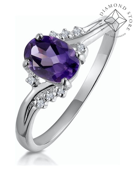 The Diamond Store 9K White Gold 0.68ct Amethyst And Diamond Ring (F27298) | €330