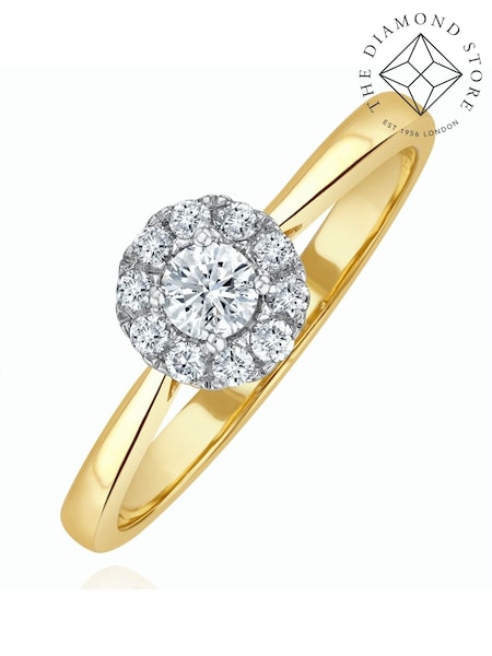 The Diamond Store 9K Yellow Gold 0.25ct H/Si Lab White Diamond Halo Engagement Ring (F27299) | €504