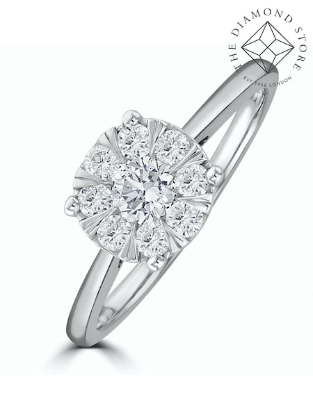 The Diamond Store 9K White Gold 0.50ct H/Si Lab Diamond Cluster Solitaire Ring (F27300) | €637