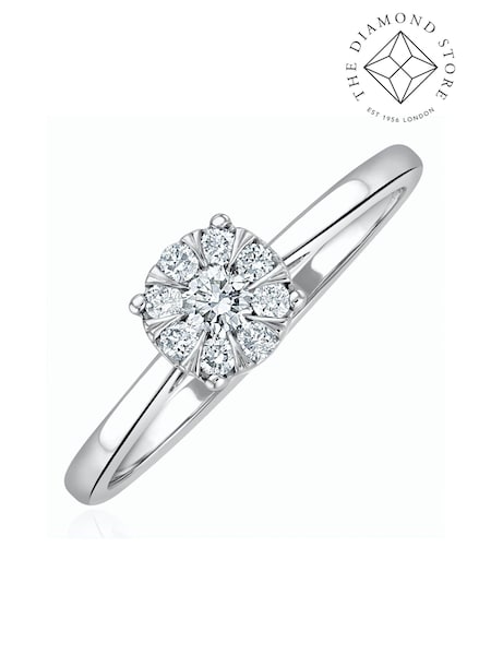 The Diamond Store 9K White Gold 0.25ct H/Si Lab White Diamond Cluster Solitaire Ring (F27304) | €445