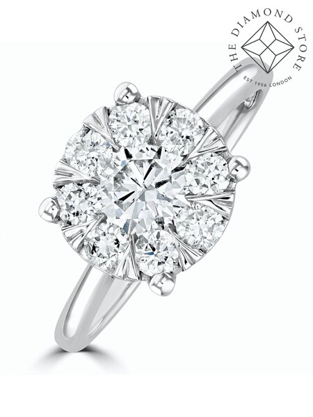 The Diamond Store 9K White Gold 1 Carat H/Si Lab Diamond Cluster Solitaire Ring (F27310) | €740