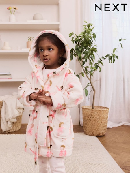 White/Pink Ballerina Fleece Dressing Gown (9mths-16yrs) (F27311) | €20 - €25