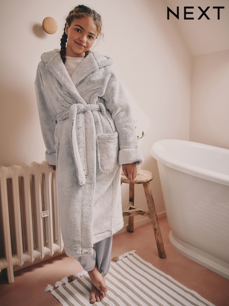 Grey Soft Touch Fleece Longer Length Dressing Gown (7-16yrs) (F27315) | R$ 195 - R$ 285
